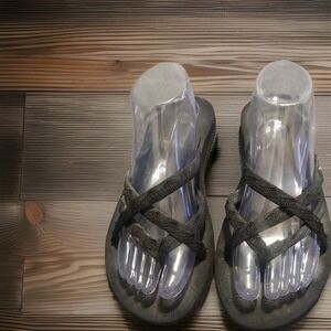 TEVA Women's Strappy, Flip Flop Sandals, Slides, Black, Size 10 Summer Pool Y2k